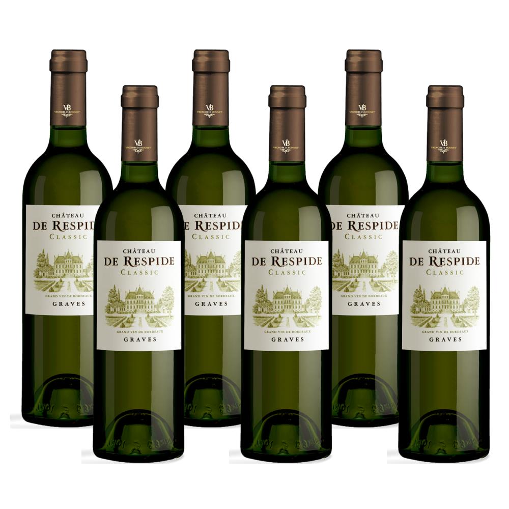 Case of 6 Chateau De Respide Bordeaux Blanc 75cl Wine